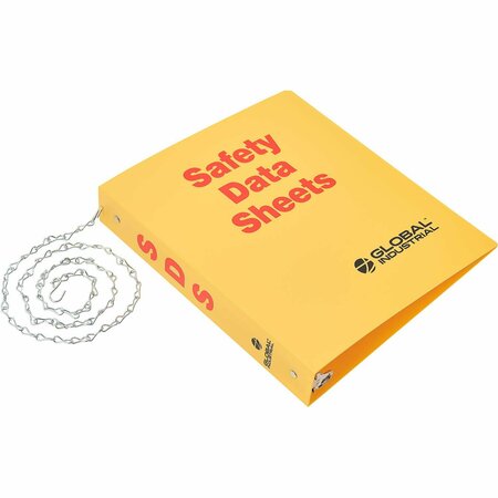GLOBAL INDUSTRIAL English 3 Ring Safety Data Sheet Binder, 2ftft Rings With Chain 708607